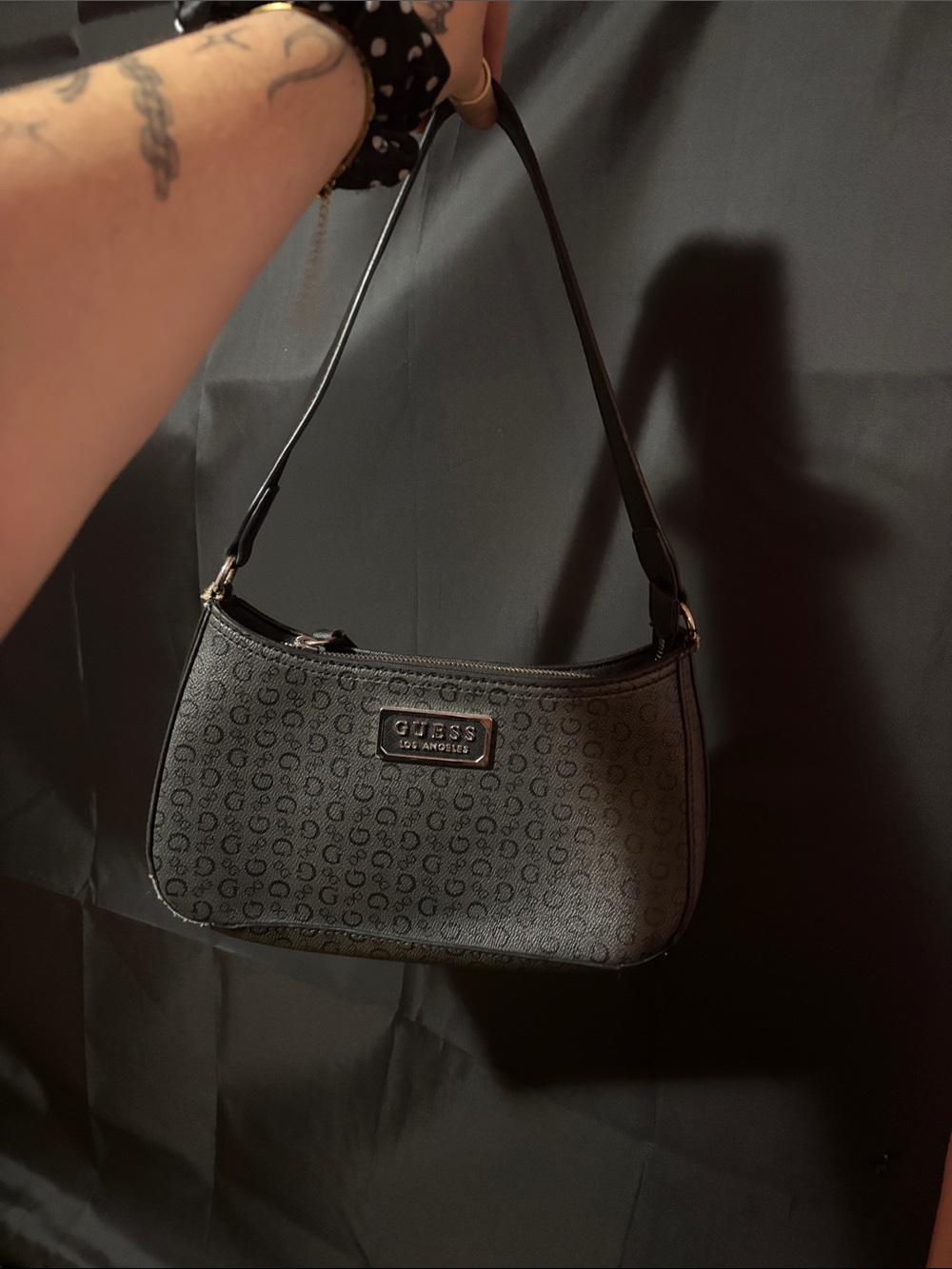 Guess Black Monogram Shoulder Bag